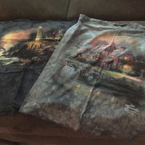 Two Thomas Kincade Ladies Tee Shirts. Medium.